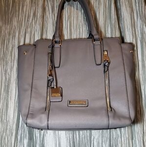 CATHERINE MALANDRINO Large Tote Color Gtay Zipper Detail Faux Leather